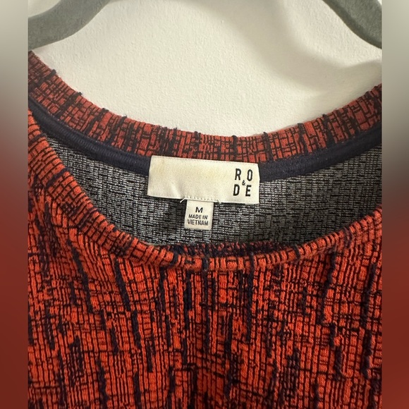 Anthropologie RO&DE Orange and Navy Peplum Top Size Medium - Picture 3 of 3